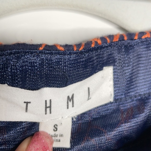 THML Mini Skirt Embroidered sz Small Blue - Picture 3 of 4